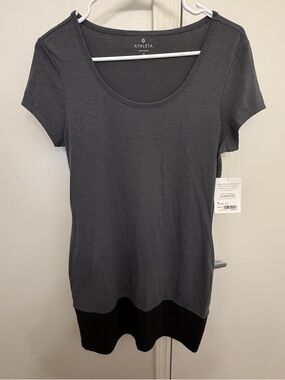 NWT Athleta Ella Dress Merino Wool Blend Colorblock Gray Black Size Small
